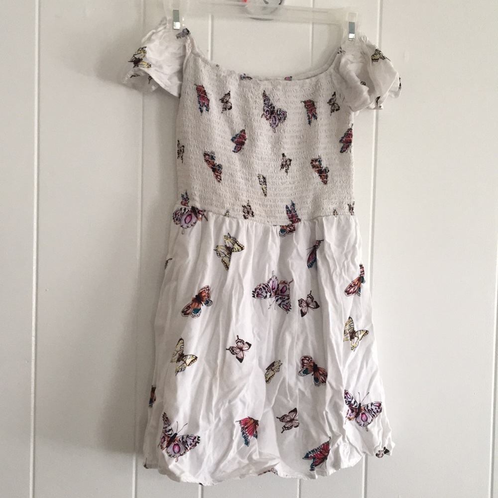 Off the shoulder white butterfly dress